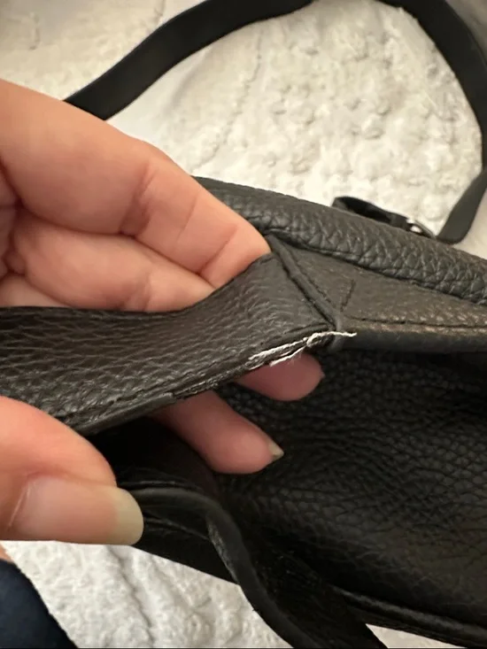 Black faux leather GUESS Backpack with Rainbow Question Mark Graphic - Picture 8 of 10